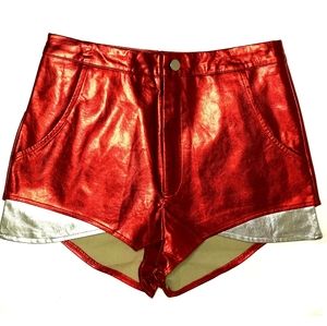 Hot New Red & Silver Metallic Shorts.